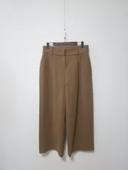 ワイドフィット ピンタック パンツ ブラウン 77