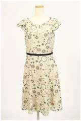 トッカ TOCCA ワンピース ひざ丈 刺繍 花柄 ノースリーブ 0 緑 グリーン /an0513