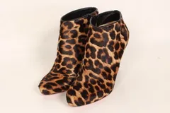 クリスチャンルブタン Christian louboutin ブーツ ブーティ ハラコ ヒョウ柄 レオパード 35 ベージュ /mm0517