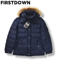 【未使用】 【タグ付き】 ファーストダウン FIRSTDOWN フーデット ファー プレミアム ダウン ジャケット PREMIUM DOWN マクサス MAXAS LL ネイビー ジャンパー ブルゾン アウトドア ウェア メンズ