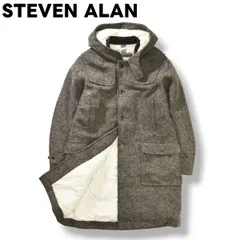 スティーブンアラン STEVEN ALAN メルトン ウール ボタン留め ダッフル コート 裏地 キルティング 中綿 L グレー x ホワイト セレクト カジュアル ウェア メンズ
