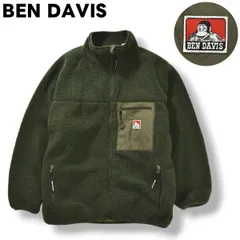 【美品】 ベンデイビス BEN DAVIS ボア スタンドカラー フリース ジャケット ジャンパー 裏地 メッシュ XL オリーブ アメカジ アウトドア カジュアル ウェア メンズ