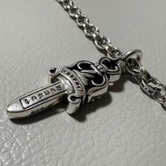 クロムハーツ CHシルバー925 ペーパーチェーン クロスネックレス【希少