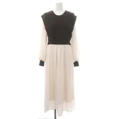 センスオブプレイス バイ アーバンリサーチ Sense of Place by Urban Research 23SS マジョリカプリーツドッキングワンピース ニット 切替 シフォン ロング 長袖 F アイボリー チャコール /HS ■OS