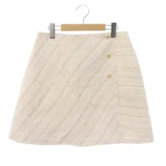 クイーンズコート QUEENS COURT ファンシーツィードスカート ラップ調 台形 ミニ ラメ 5 オフホワイト アイボリー /HS ■OS