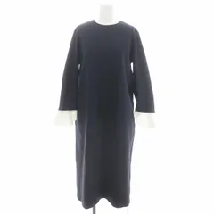 ボールジー BALLSEY トゥモローランド 22AW ニットコンビポンチ クルーネックワンピース ミモレ ロング 長袖 36 S 紺 ネイビー 11-06-24-06701 /AT ■OS