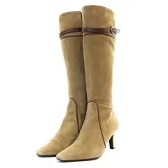 ダイアナ DIANA ブーツ ロング ハイヒール スクエアトゥ スエード 21EEcm 茶色 ブラウン /YO12