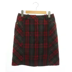 エディーバウアー EDDIE BAUER タイトスカート ミニ チェック ウール混 0 赤 レッド /MY ■OS
