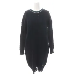 ブルーレーベルクレストブリッジ BLUE LABEL CRESTBRIDGE ケーブルニットワンピース 膝丈 長袖 ウール 38 紺 緑 白 /DO ■OS