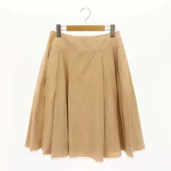 フォクシー ブティック FOXEY BOUTIQUE フェイクスエード プリーツスカート 膝丈 フレア 38 ピンクベージュ /MI ■OS