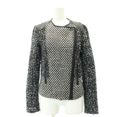 アルマーニエクスチェンジ A/X ARMANI EXCHANGE ツイードジャケット アウター レザー ウール混 XS 黒 白 ベージュ /NR ■OSのサムネイル