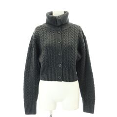 ブロッサム BLOSSOM AP STUDIO取扱い 23AW REVERSIBLE cable Cardigan カーディガン ニット クロップド 長袖 ケーブル編み タートルネック M チャコール /ES ■OS