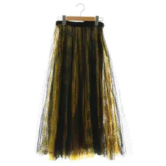 クリスチャンディオール Christian Dior ドット×レース チュールスカート ギャザー 38 M 黒 ブラック 黄色 イエロー 8E21349A1 /AQ ■OS
