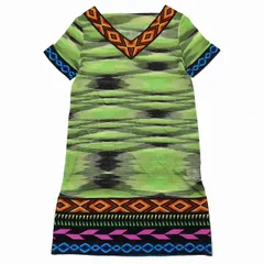 美品 11SS ミッソーニ MISSONI 総柄 幾何学模様 メッシュ ワンピース チュニック Vネック 半袖 ショート丈 40 マルチカラー/6YBAM7 レディースのサムネイル