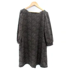 アーバンリサーチ サニーレーベル URBAN RESEARCH Sonny Label ワンピース 長袖 ひざ丈 総柄 F 黒 ブラック 茶色 ブラウン /HO30