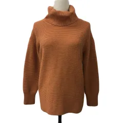 23区 オンワード樫山 セーター ニット プルオーバー タートルネック ウール リブ 無地 長袖 38 オレンジ テラコッタ