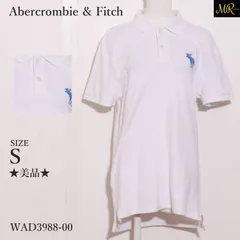 ★美品★ Abercrombie & Fitch アバクロンビー＆フィッチ トップス ポロシャツ　半袖　ビッグロゴ　刺繍　スタンダード　コットン混 　ホワイト　 【WAD3988-00】 送料無料　古着　レディース