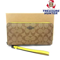 COACH(コーチ) シグネクチャー ロングジップ アラウンド ウォレット C4552 ブラウン×イエロー レディース 長財布 【102062814001】