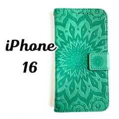 ■iPhone16 ■対応 アイフォン手帳型スマホケース 高級PUレザー 型押しデザイン カード収納付き スタンド機能 グリーン