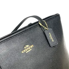 COACH(コーチ) シティ レザー トートバッグ F58846 ダブルフェースレザー ブラック ファスナー開閉 レディーズ バッグ 【102060388001】