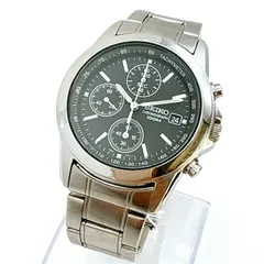 B064【電池交換済】SEIKO セイコー クロノグラフ ブラックダイアル メンズウォッチ