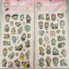 ラブブ風　キャラクターシールセット　立体　3D　ぷっくり　2点セット②