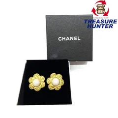 CHANEL(シャネル) ココマーク フラワー イヤリング ゴールド×ホワイト（フェイクパール） バネ式 レディース アクセサリー 【102061358003】