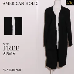 ★美品★ AMERICAN HOLIC アメリカンホリック アウター カーディガン　長袖　ロング丈　ニット素材　シンプル 　ブラック　 【WAD4089-00】 送料無料　古着　レディース