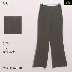 ★美品★ GU ジーユー パンツ フレア　無地　ボタン付き　ファスナー付き　フック付き　ポケット付き　ウエストゴム 　グレー　 【WAD4168-00】 送料無料　古着　レディース