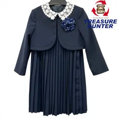 petit main レース衿プリーツワンピース ジャケットセット 9631604 サイズ120 ネイビー 23SS フォーマル セレモニー プティマイン 【100059028007】