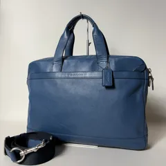 2509-369｜美品｜コーチ 2WAYビジネスバッグ レザー ブルー