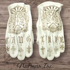 牛革 冬用 保温綿 裏起毛 レザーグローブ スカル アメリカン バイク