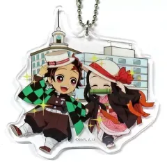 【中古】雑貨 [単品] 竈門炭治郎＆竈門禰豆子 ご当地イラスト東京 アクリルチャーム 「鬼滅の刃 全集中展 -無限列車編・遊郭編-」 東京会場限定ver.