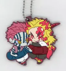 【中古】雑貨 煉獄杏寿郎＆猗窩座 「鬼滅の刃 キャラばんちょうこう ラバーマスコット 漆ノ型」