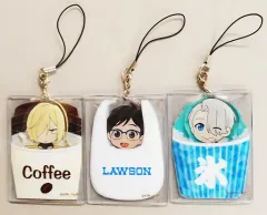 【中古】ストラップ(キャラクター) からあげクンVer. クリアストラップ3種セット(カバー付き) 「ユーリ!!! on ICE」 Loppi・HMV限定