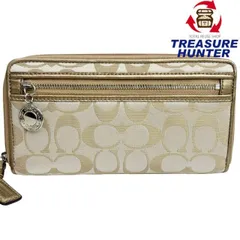 COACH シグネチャー ラウンドファスナー長財布 ベージュ コーチ 【102052664006】