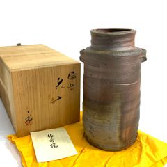 共箱】瀬戸焼 加藤春鼎（加藤孝） 瀬戸花入 耳付 花瓶 茶道具 鼎窯