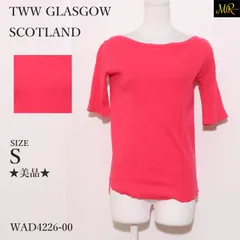 ★美品★ TWW GLASGOW SCOTLAND トラディショナルウェザーウェア トップス カットソー　五分袖　ボートネック　ニット　リブ　シンプル　きれいめ　綿100% 　ピンク　 【WAD4226-00】 送料無料　古着　レディース