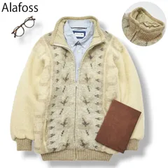 70s80s アラフォス アウスウール ニット ブルゾン M ナチュラル ♪