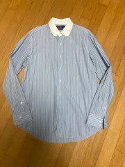 ポロラルフローレン ストライプ ラウンドカラー クレリックシャツ