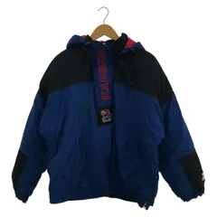 【中古】90s STARTER 中綿入りアノラックジャケット M 黒青 カンザス大学 ジェイホークス[66]のサムネイル