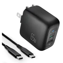 SUKEY PD 充電器 65W タイプC 急速充電器 折り畳み式 2ポート(USB-C*1とUSB-A*1) GaNII窒化ガリウム Type-C 充電器 PD3.0 PPS規格対応 MacBook iPad Pro iPhone Galaxy Andr 1