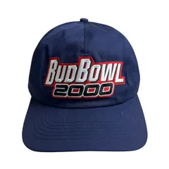 【キャップ/帽子】 1998年製造　BUDBOWL 2000（バドボウル2000) ビンテージ キャップ ワッペン ネイビー 紺 ホワイト 白 レッド 赤