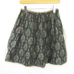 ロイスクレヨン Lois CRAYON チュール レイヤード スカート 膝丈 M グリーン 花柄 刺繍 kz8816