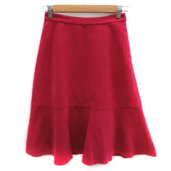 ナチュラルビューティーベーシック NATURAL BEAUTY BASIC フレアスカート ミモレ丈 スエード調 S マゼンタ /SM41