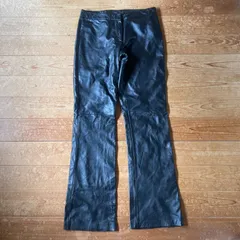 90's Leather Flare Pants. 古着　レザーフレアパンツ　メンズ　レディース　ブラック　ブーツカット　黒