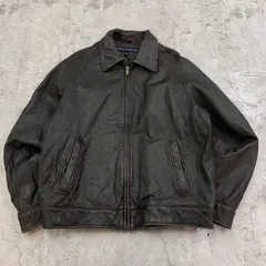 TOMMY HILFIGER　トミーヒルフィガー　レザージャケット　裏地ネル　中綿　裏地チェック　古着　ダークブラウン　焦茶色　L