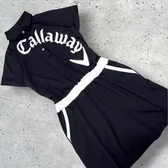 極美品 Callaway Golf ゴルフワンピース デカロゴ モノトーン レディース ブラック