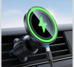 ★Lamicall 15W スマホホルダー 車 ワイヤレス充電：急速 iPhone MagSafe 車載 ほるだー 充電器 エアコン 吹き出し口 強力磁気 マグセーフ 車用