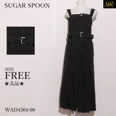 ★美品★ SUGAR SPOON シュガースプーン ワンピース ミディ丈　ノースリーブ　デニム素材　カジュアル　ボタン　ファスナー　綿100％ 　ブラック　 【WAD4304-00】 送料無料　古着　レディース